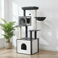 Arbre à chat en bois - Mobilier avec cache-litière