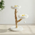 Arbre à chat fleur blanc 92 cm – 3 niveaux en bois