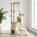Arbre à chat beige grande taille avec hamac