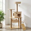 Arbre à chat en bois moderne avec hamac et échelle