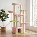 Arbre à chat rose avec hamacs et niche