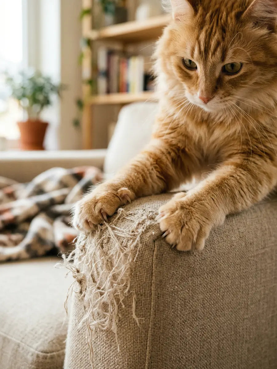 Canapé griffé par un chat
