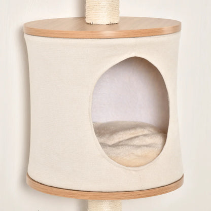 Niche ronde d’arbre à chat mural offrant un espace de repos confortable et fermé pour le chat.